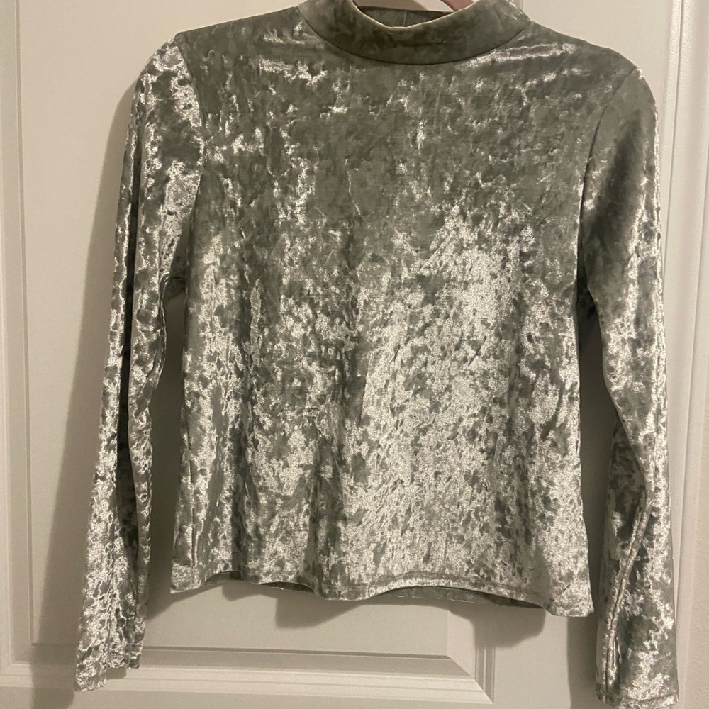 Elegant Gray Velvet Women's Top